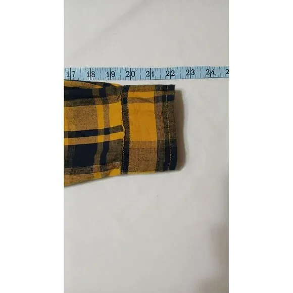Time and True Women's 100% Cotton‎ Yellow & Blue Long Sleeve Flannel Size Large - Picture 6 of 6